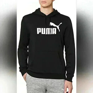 Puma Men's Midnight Black Pullover Drawstring Hoodie Sweatshirt, sz SM
